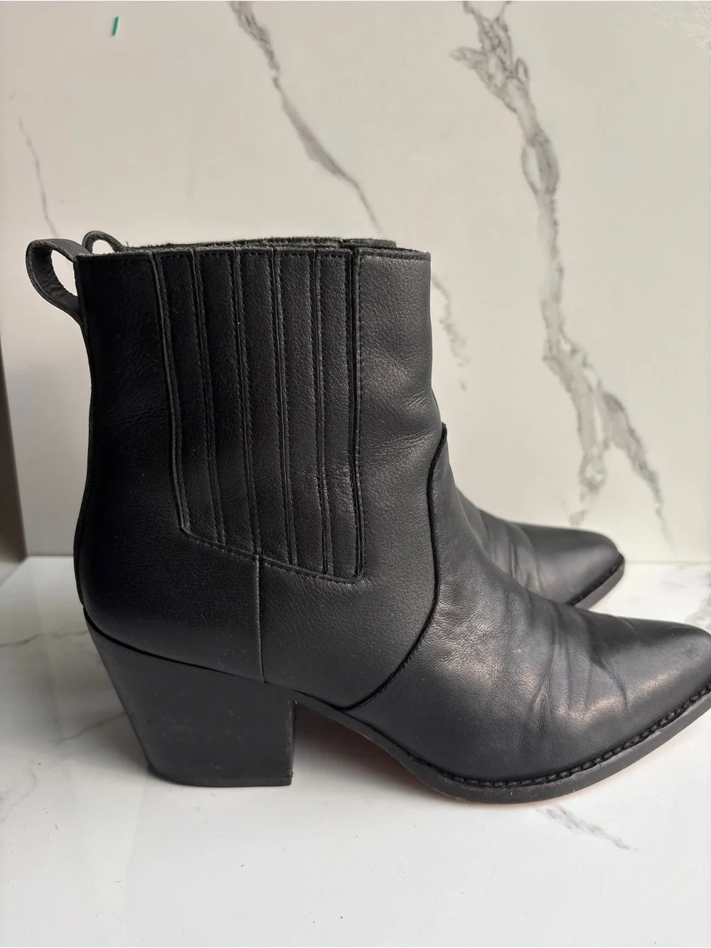 J.Crew sz 9.5 Black Leather Chelsea Western Boot Ankle Bootie Cowboy
